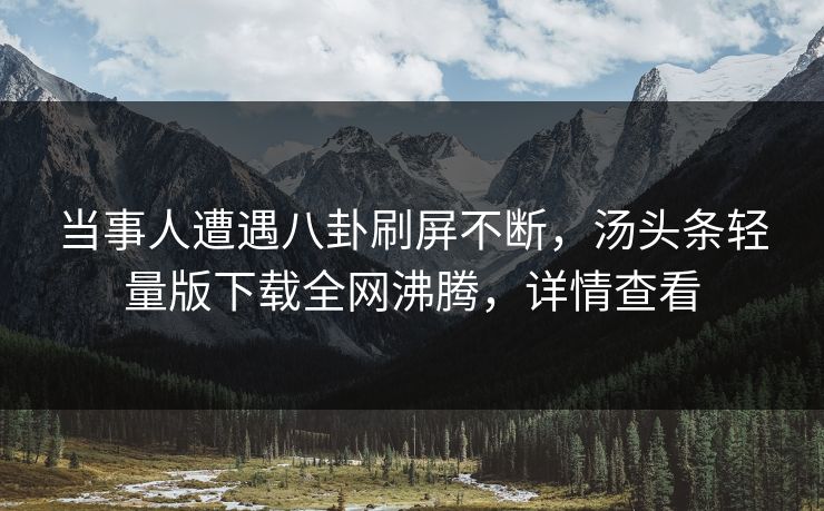 当事人遭遇八卦刷屏不断，汤头条轻量版下载全网沸腾，详情查看