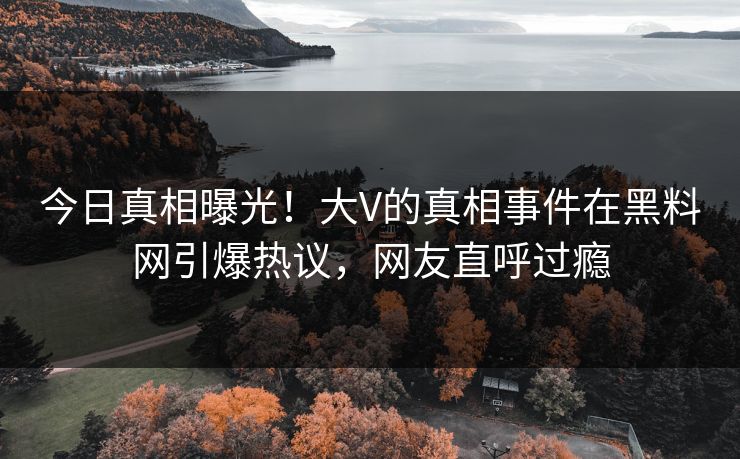 今日真相曝光！大V的真相事件在黑料网引爆热议，网友直呼过瘾