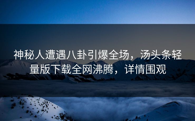 神秘人遭遇八卦引爆全场，汤头条轻量版下载全网沸腾，详情围观