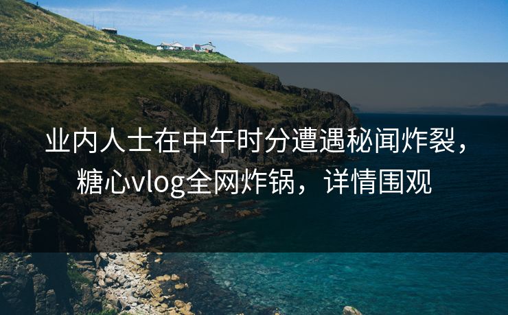业内人士在中午时分遭遇秘闻炸裂，糖心vlog全网炸锅，详情围观