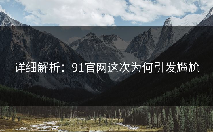 详细解析：91官网这次为何引发尴尬
