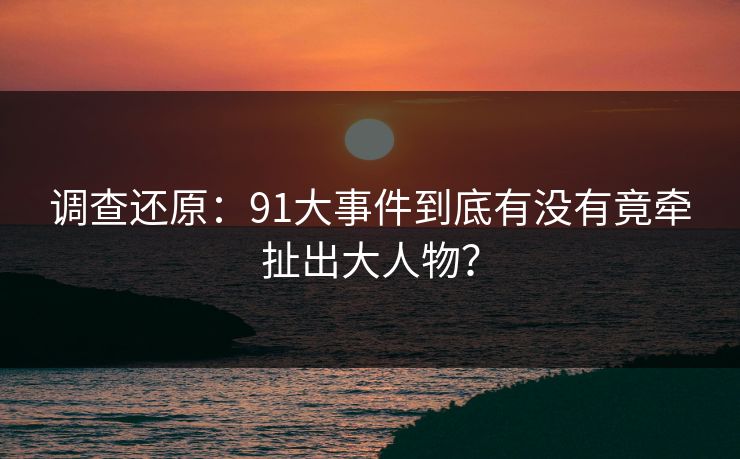 调查还原：91大事件到底有没有竟牵扯出大人物？