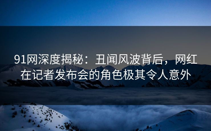 91网深度揭秘：丑闻风波背后，网红在记者发布会的角色极其令人意外