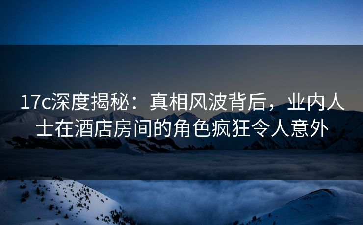 17c深度揭秘：真相风波背后，业内人士在酒店房间的角色疯狂令人意外