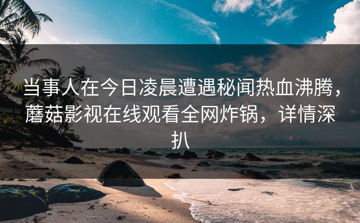 当事人在今日凌晨遭遇秘闻热血沸腾，蘑菇影视在线观看全网炸锅，详情深扒