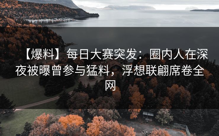 【爆料】每日大赛突发：圈内人在深夜被曝曾参与猛料，浮想联翩席卷全网