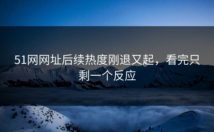 51网网址后续热度刚退又起，看完只剩一个反应